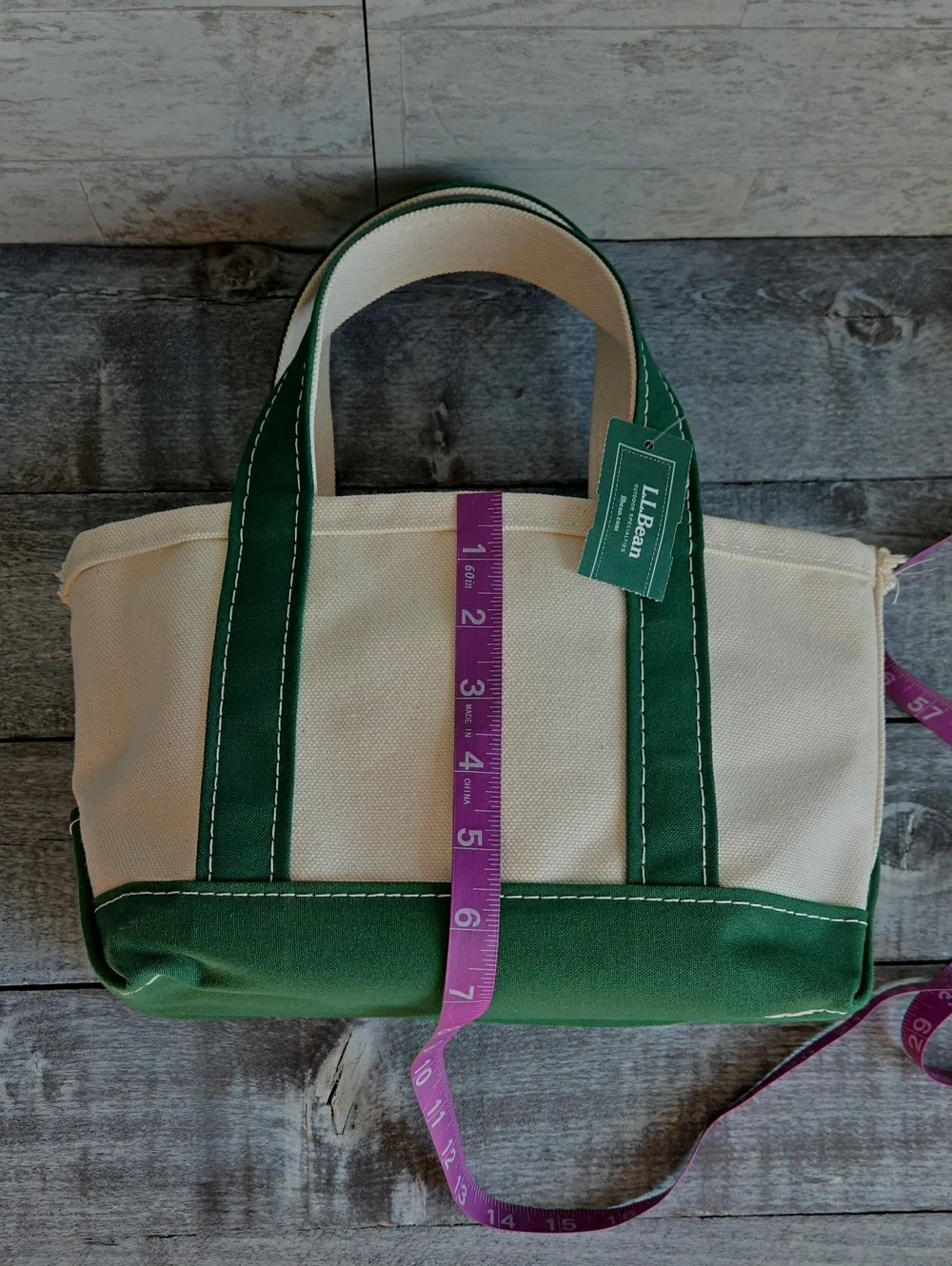 NWT L.L. Bean Boat And Tote Mini Canvas Bag Green